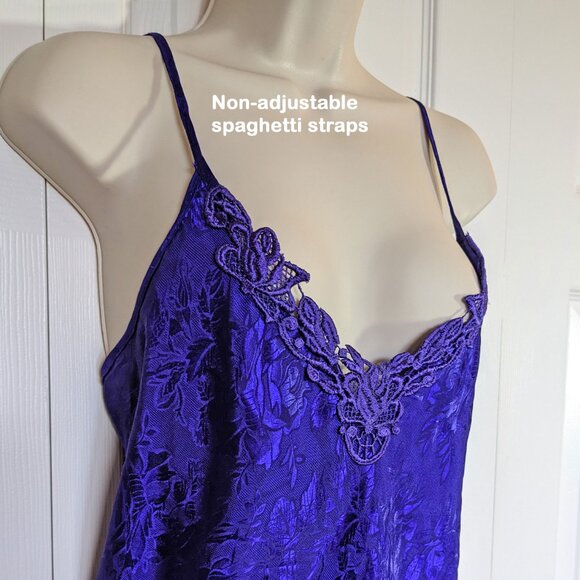 Inner Most dark purple polyester spaghetti strap nightgown, 38" bust, Pretty! - Picture 9 of 13